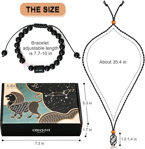 Miniatura 3 de Consine Juego de caja de piedra de horóscopo, regalo de cristal en forma de corazón de Leo, piedras de amor del signo del zodiaco para piedras