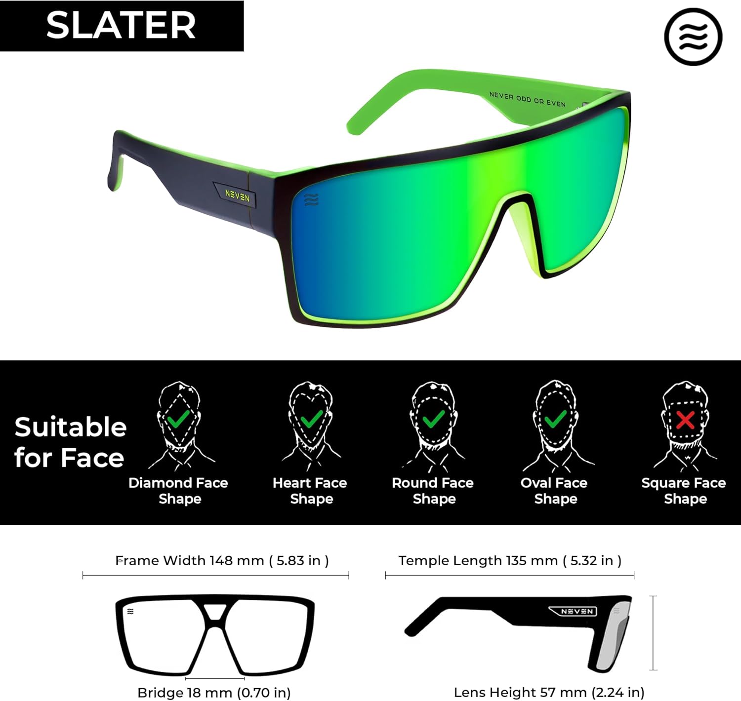 NEVEN Slater TR90 Unisex Sunglasses For Men & Women - Shield Frame for Limitless Ambition