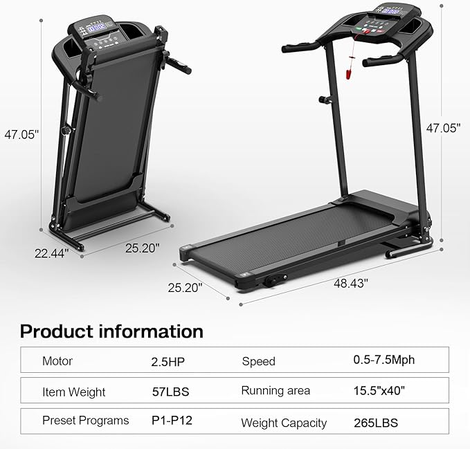 Caminadora Eléctrica Plegable 2.5HP, 12 Programas, Inclinación Manual miniatura 7