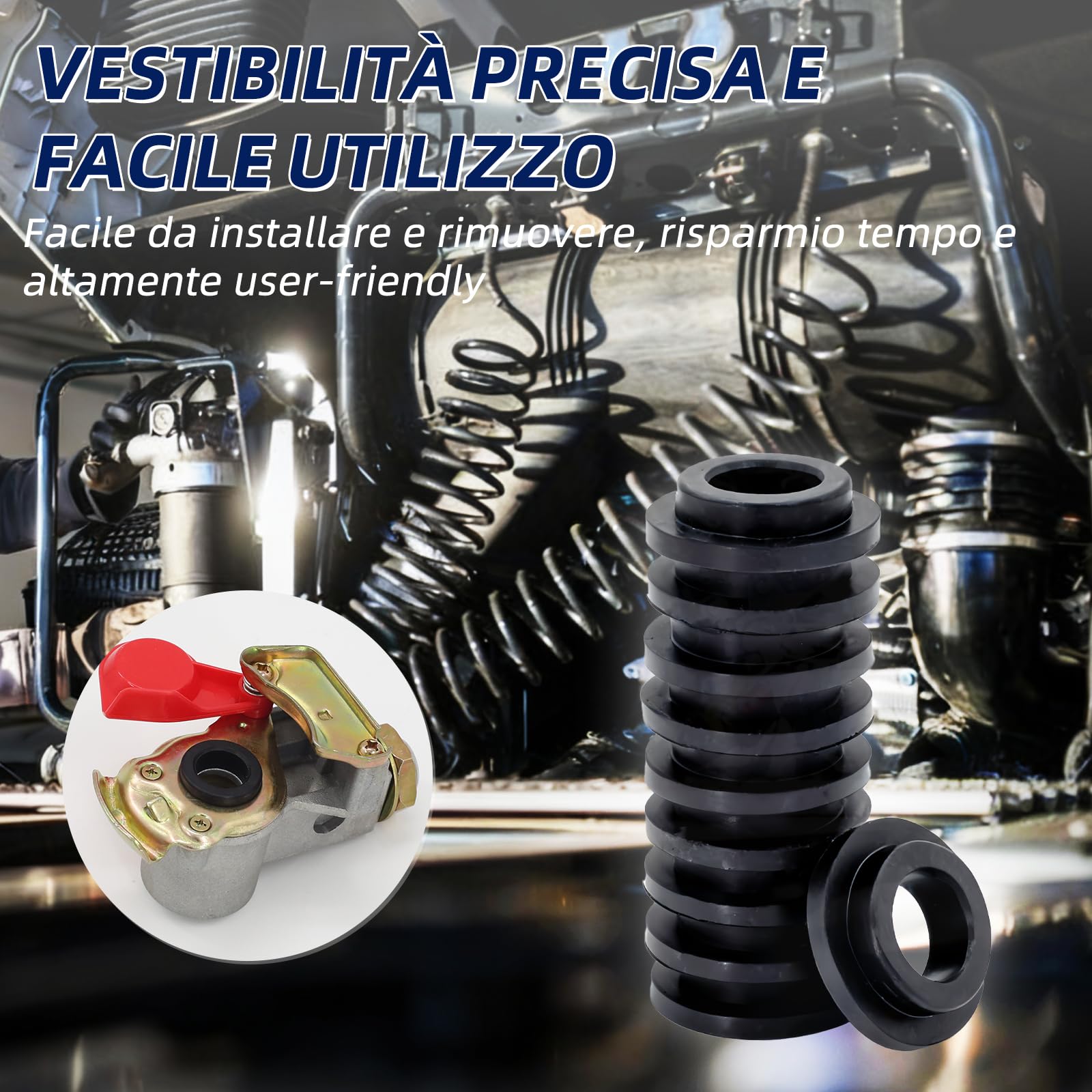 10 guarnizioni di ricambio 8975500204 – Kit guarnizioni per connettori freno trattore rosso/giallo – Compatibile con WABCO e Van HOOL 637402730 – Set di guarnizioni freno a doppia linea