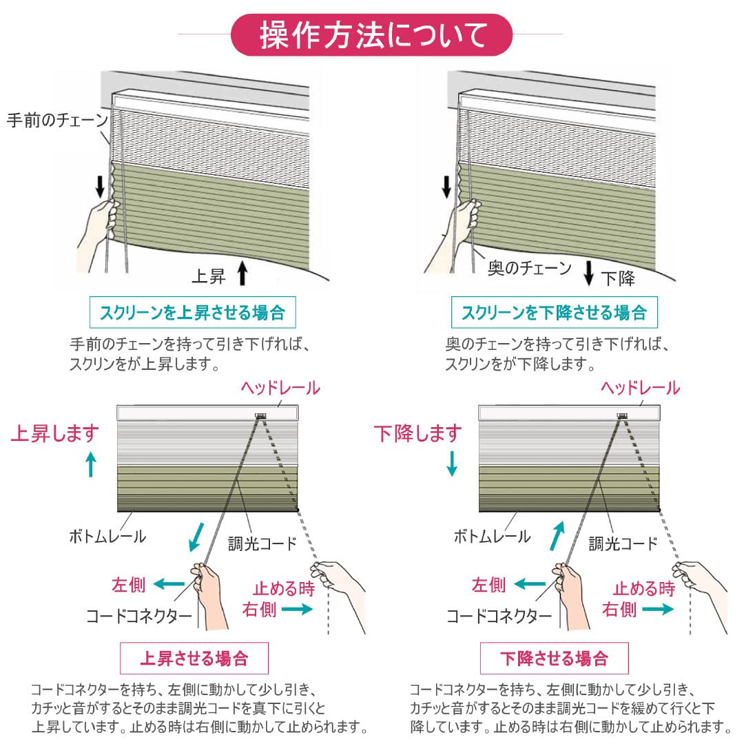 Amazon.co.jp: Didoya ハニカムシェード 上下開閉 レースと遮光 2way