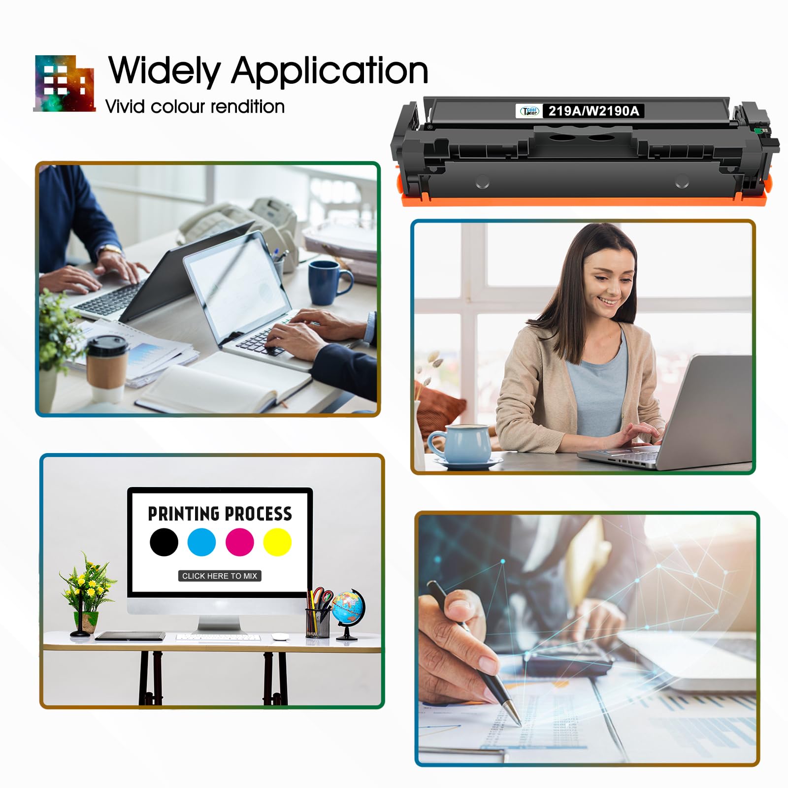 219A 219X Compatibili per HP 219A MFP 3302FDWG 3302SDWG Toner Con Chip | Compatibili per Color LaserJet Pro 3302SDWG 3302FDWG 3302FDNG 3302FDW 3302SDW 3302FDN 3202DN 3202DW Nero Ciano Giallo Magenta