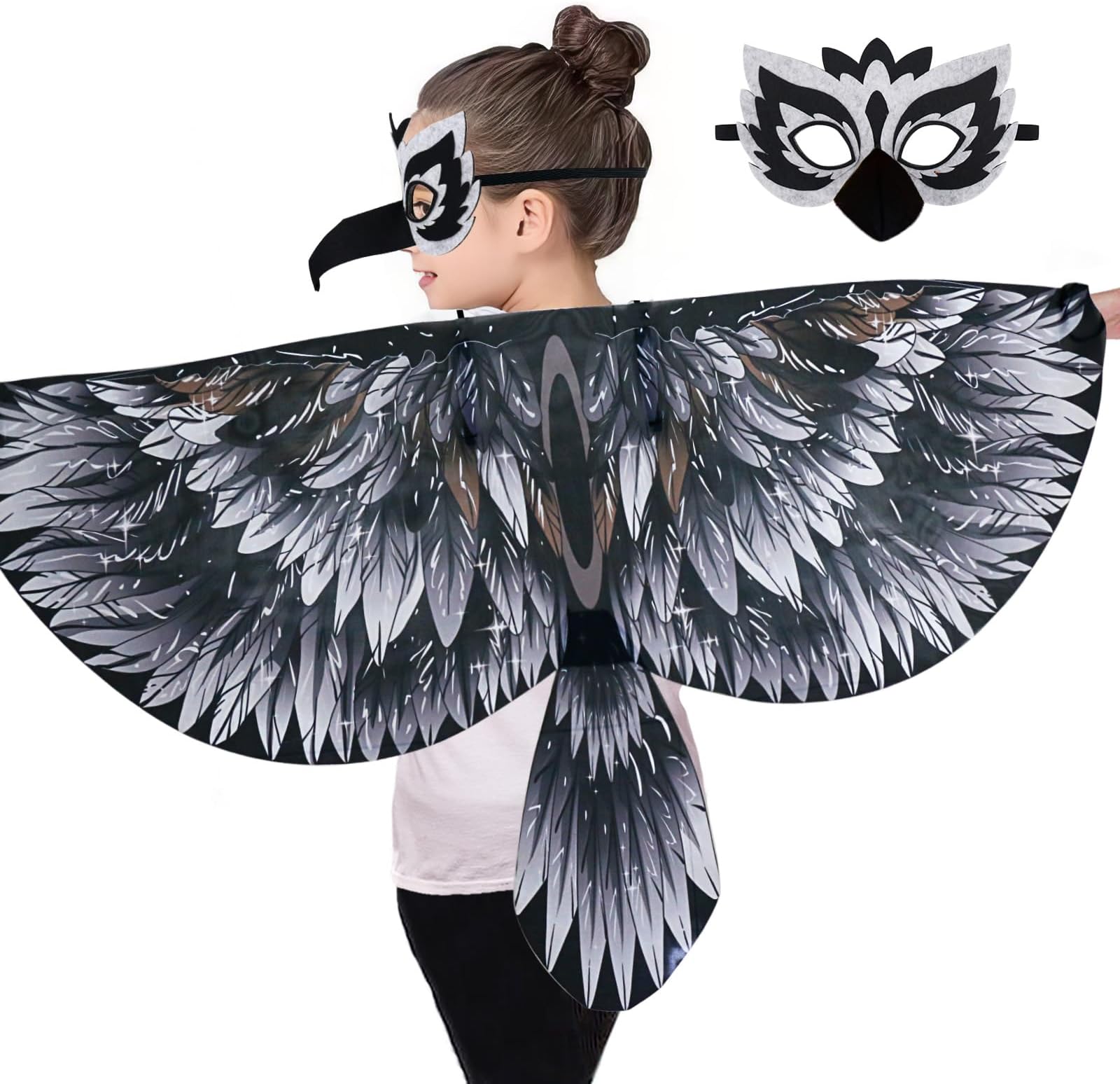 iROLEWIN Bird-Costume-Eagle-Wings for Kids Headband Parrot Owl Dress Up Toys Christmas Birthday Gifts for Girls Boys 3+