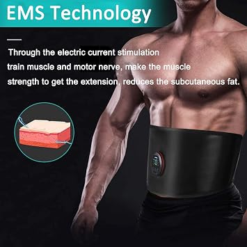 EMS Muscle Stimulator, ABS Trainer Belt Abdominal Exerciser Stimulator Toner Stomach Toning Belt Trainer Fitness Training Gym Workout for Men Women (NO NEED REPLACEMENT PADS OR GEL)