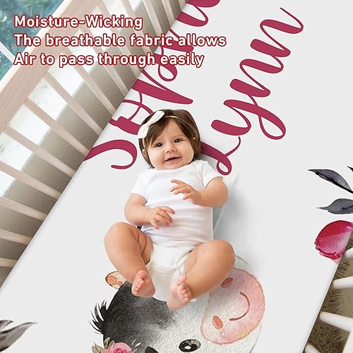 Miniatura 6 de Juego de sábanas ajustables para cuna para bebé juego de ropa de cama personalizado para cuna de 3 piezas con nombre, juego de ropa de cama