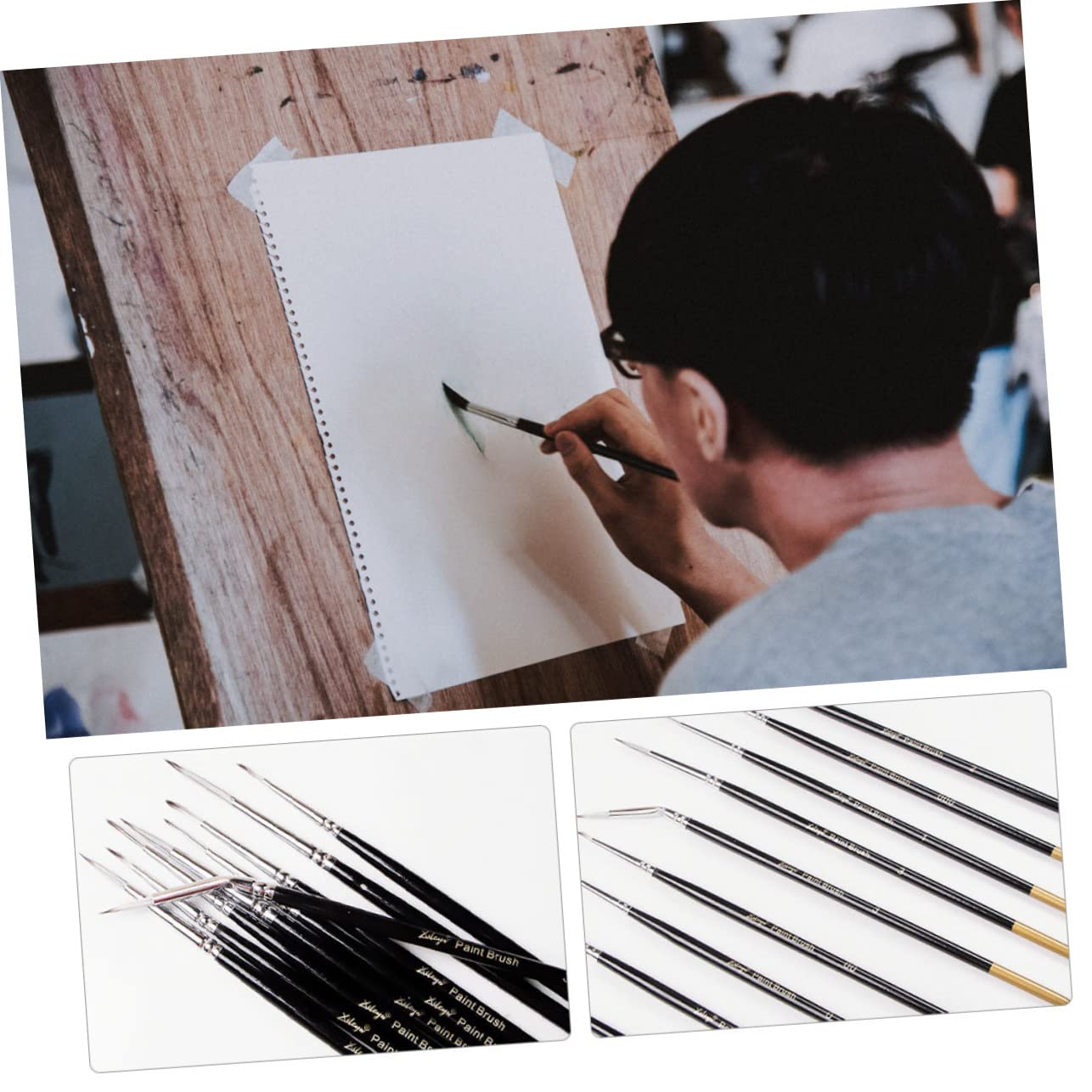 ARTIBETTER 3 Series Pluma De Gancho Arte Pinceles Pluma De Acuarela De Dibujo Bolígrafo Pincel De Pintura En Miniatura Pincel De Pintura De Detalle Lana De Nailon Black 9 Piezas*3