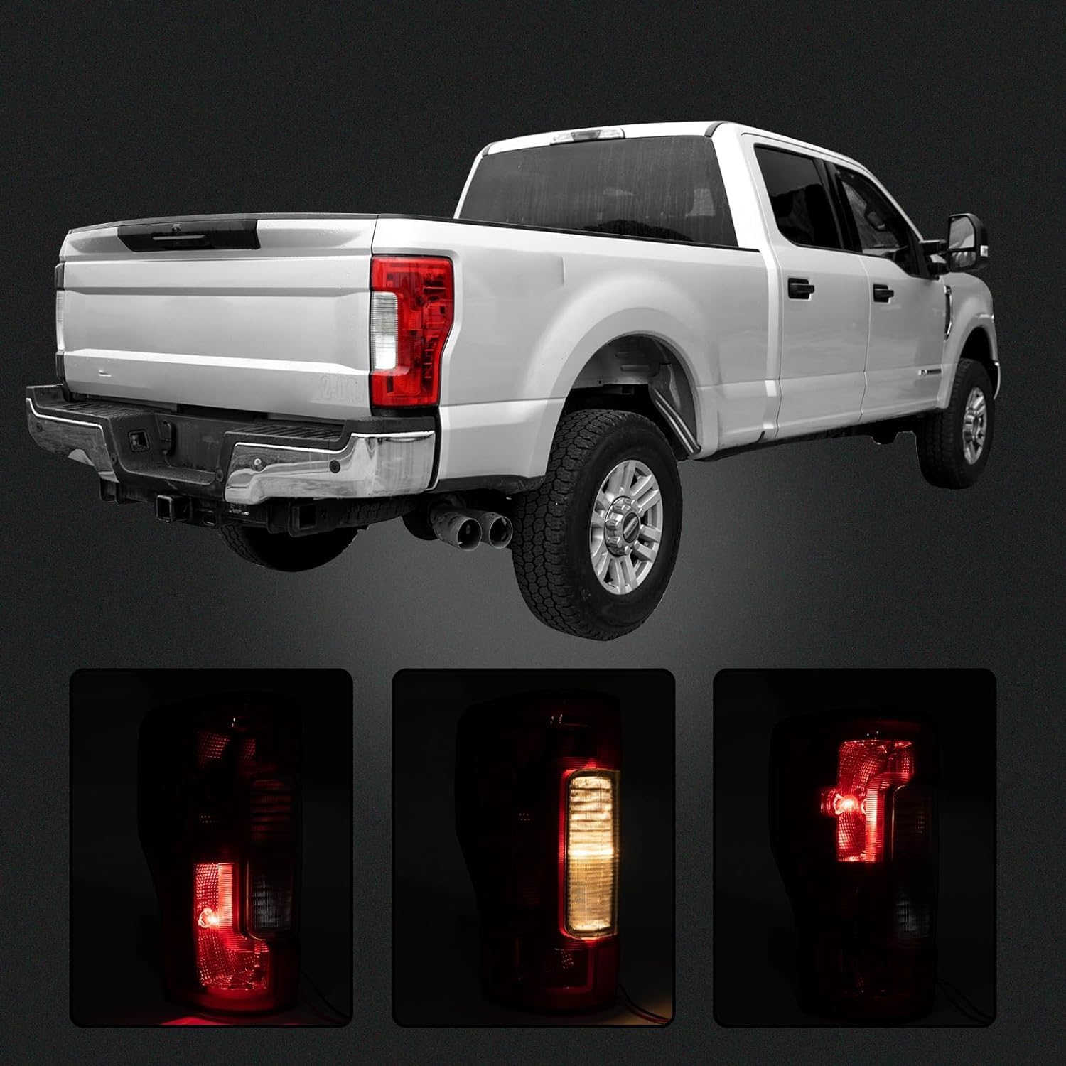 Tail Light Assembly Compatible With 2017-2019 Ford F-250 F-350 Super Duty Driver and Passenger Side Rear Brake Lamps Replacement Taillights (without Blind Spot) (without LED)