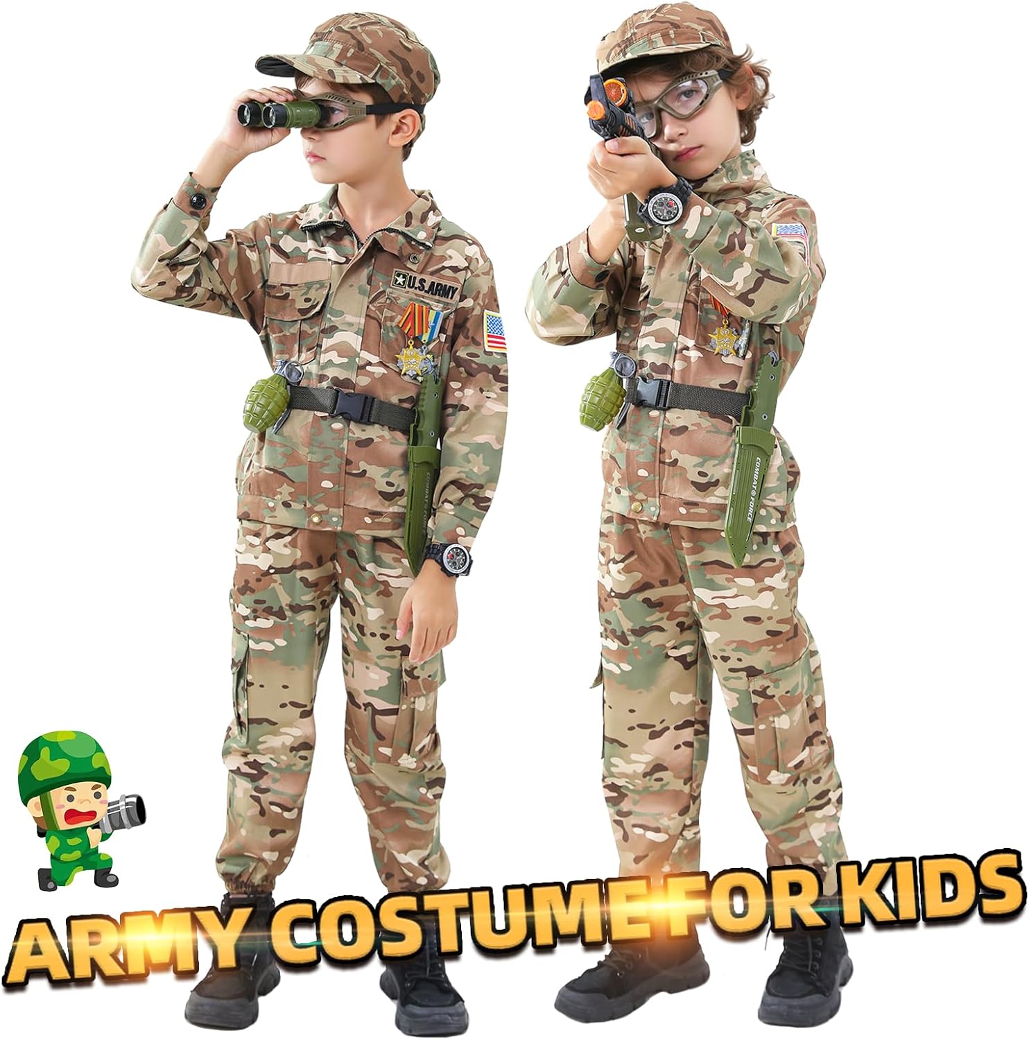 Kids Army Costume for Boys, Solider Boy Dress up, Halloween Costumes for Boys - Image 2