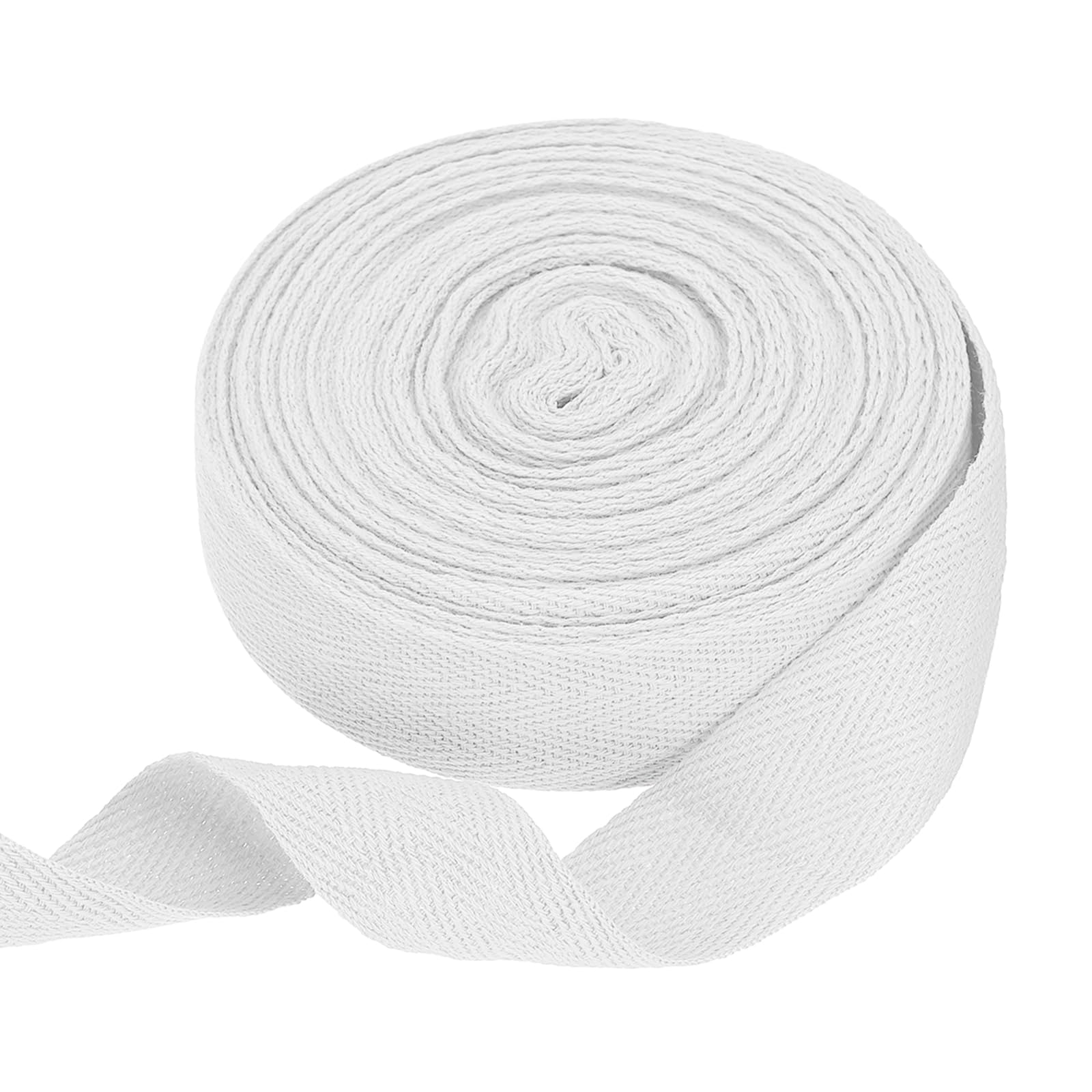 sourcing map Cotton Twill Tape Ribbon 25mm x 10 Meters Herringbone Webbing Tape Roll Bias Binding Tape for DIY Crafts Sewing Gift Wrapping, White