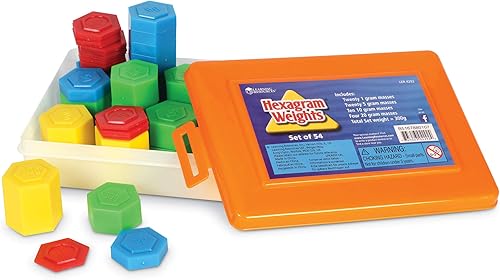 Miniatura 3 de Learning Resources Pesas hexagonales  Juego de 54 piezas, suministros para profesores de matemáticas a partir de 8 años, herramientas de aprendizaje