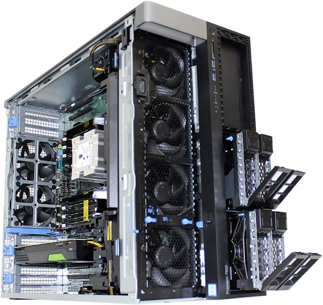 Internal view of Dell Precision 7920 Tower Workstation with side panel removed