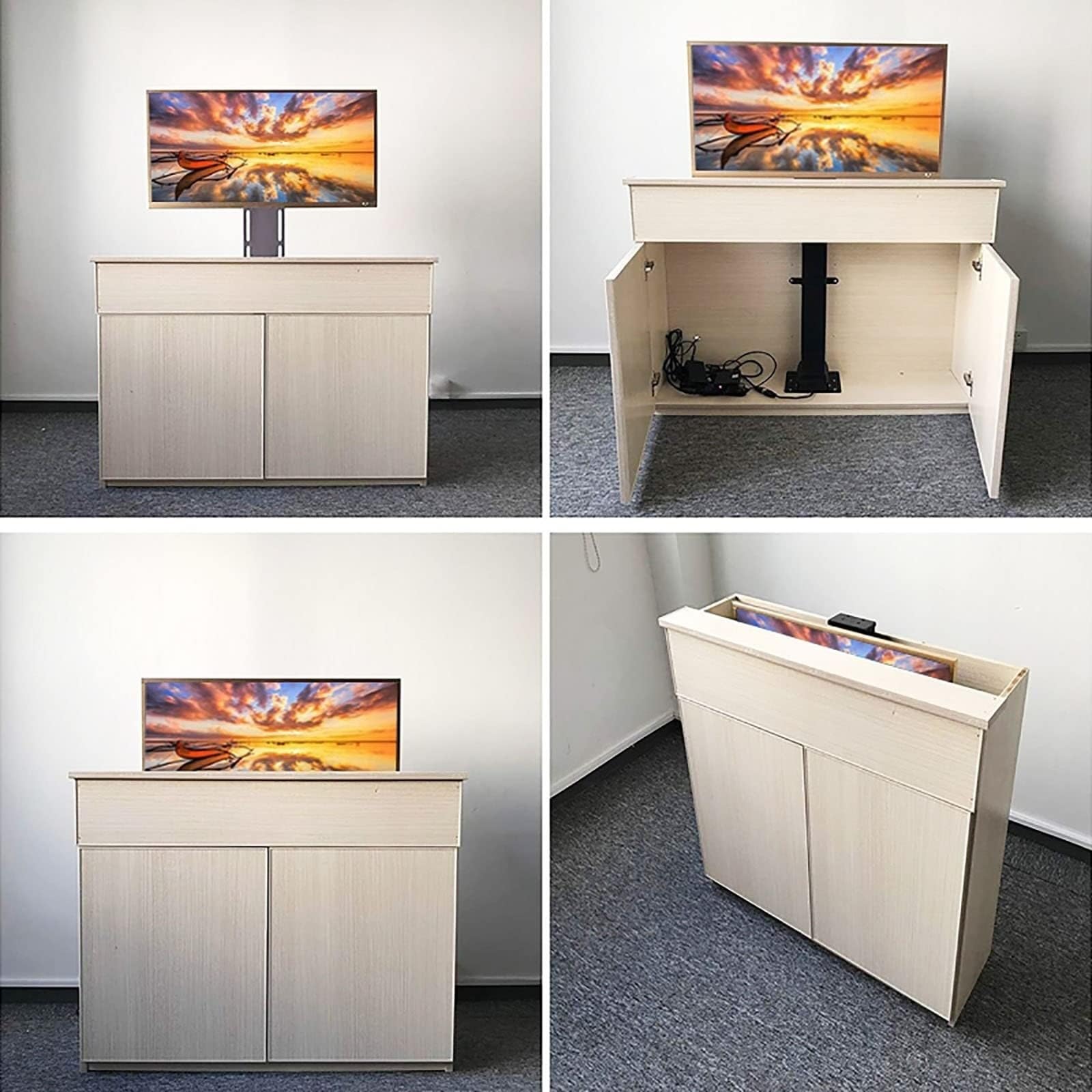 Uchwyt TV z silnikiem do telewizora - teleskopowy podnośnik elektryczny do telewizora z automatycznym podnoszeniem, pasuje do telewizorów Ultra Slim o prz(