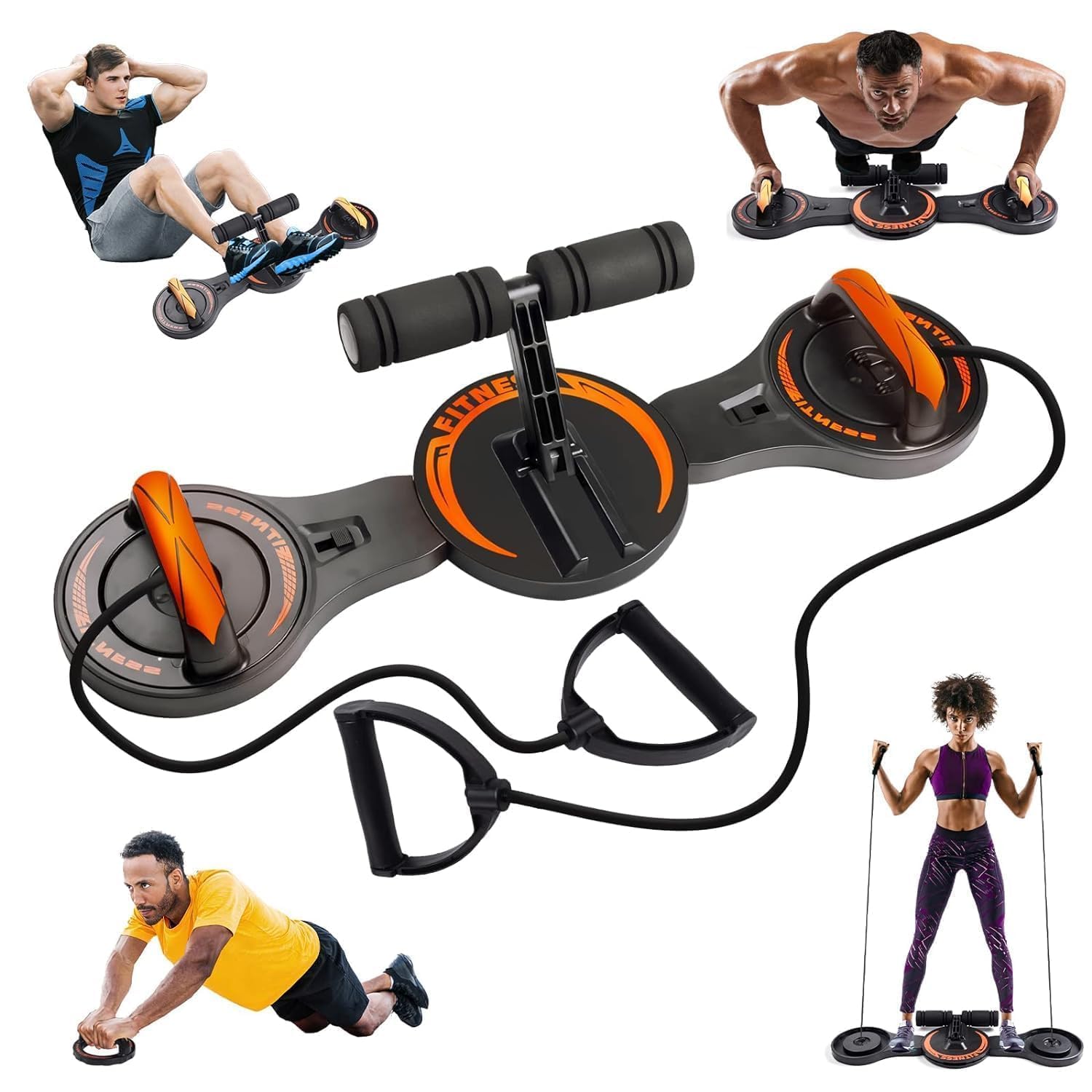 KRLZ Push Up Board Equipment 4 in 1 Portable Push Up Handles for Home Gym Fitness | Resistance Trainers | 2 Pull Rope Resistance Band-image-31