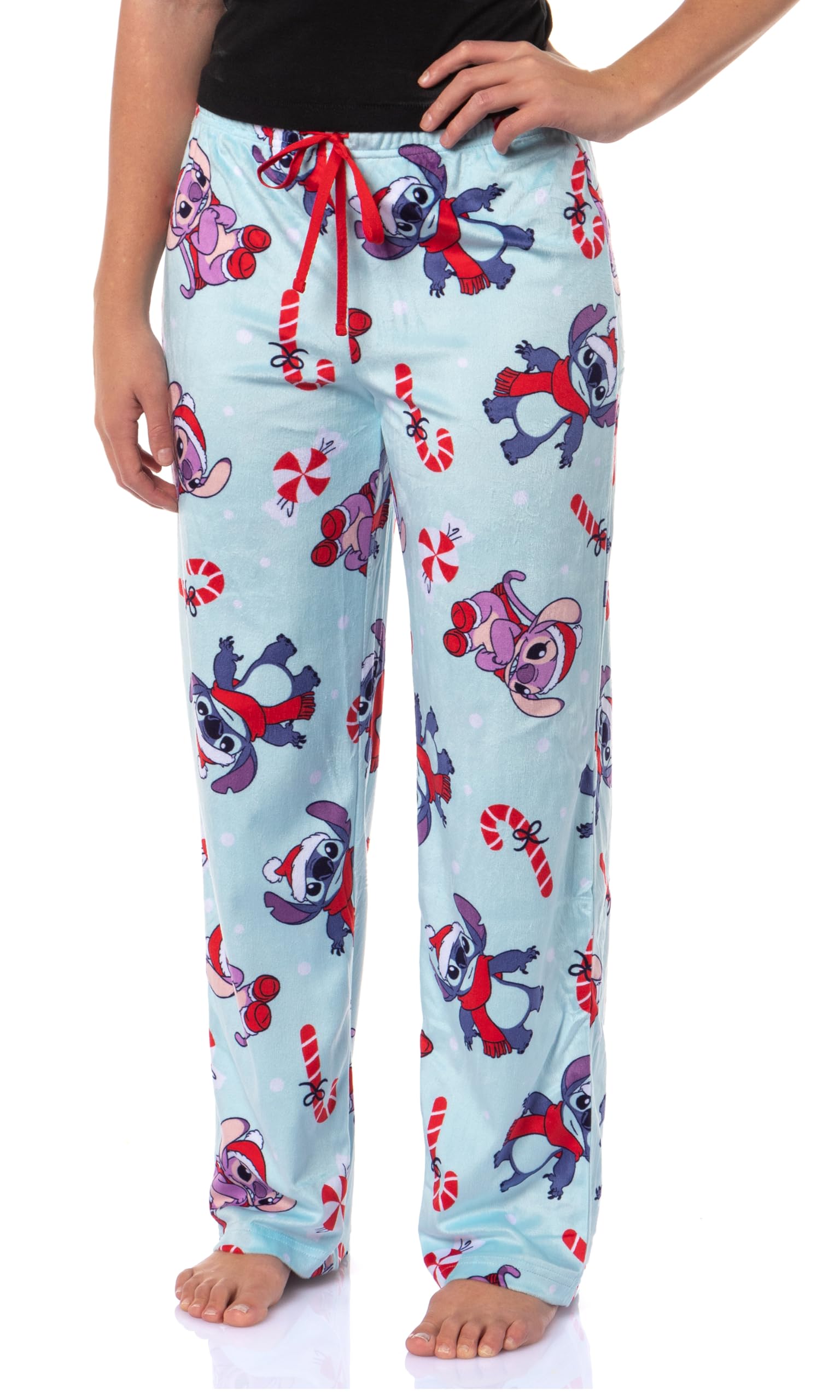 Stitch Pajama Pants Disney Lilo & Stitch Christmas Stitch & Angel Elastic Adult Sleep PJ Loungewear Men Women