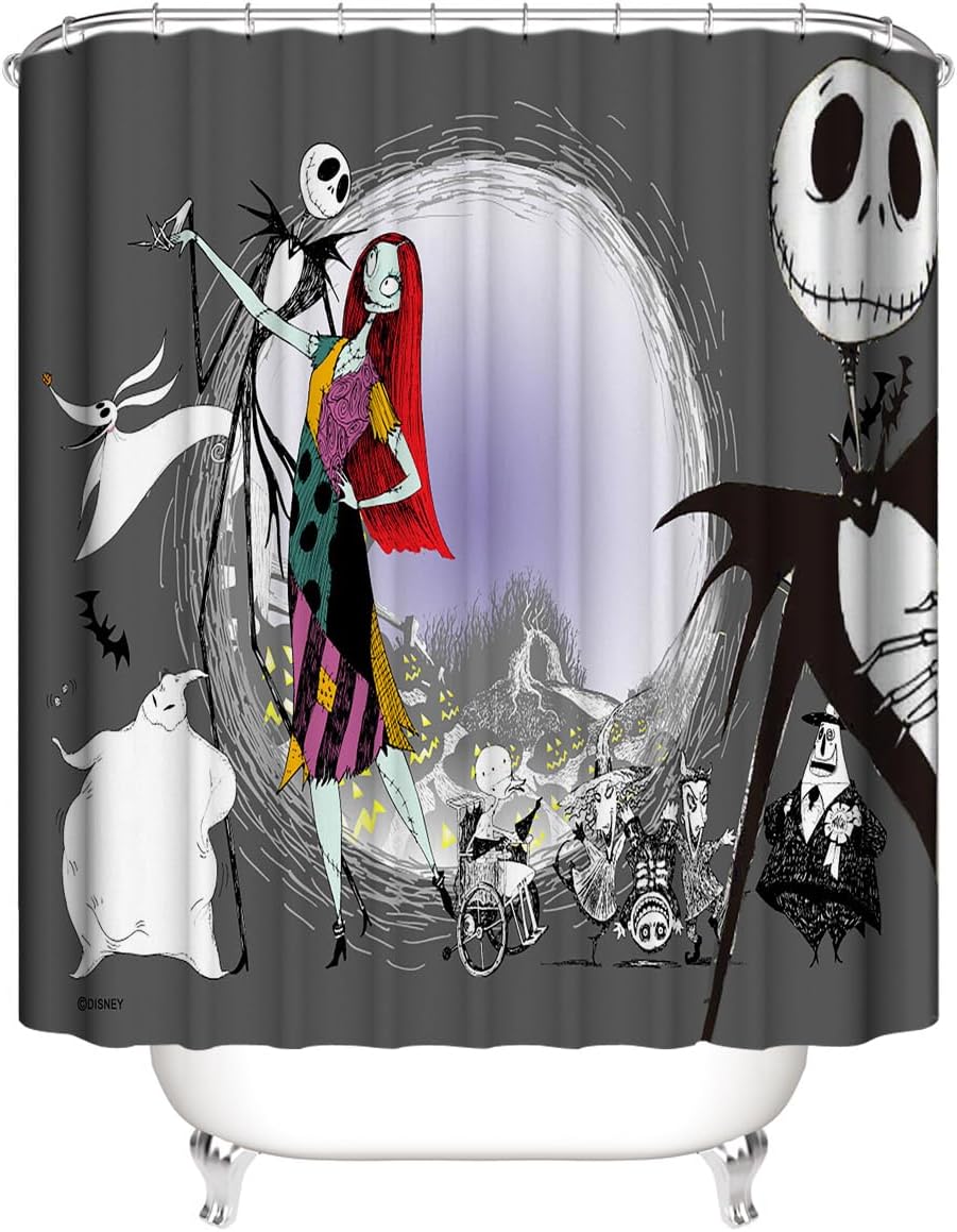 4Pcs Christmas Shower Curtain Sets Kids Bathroom Halloween Decor with 12 Curtain Hooks for Bathroom, Waterproof 71 x 71 inch (D0024) image 3