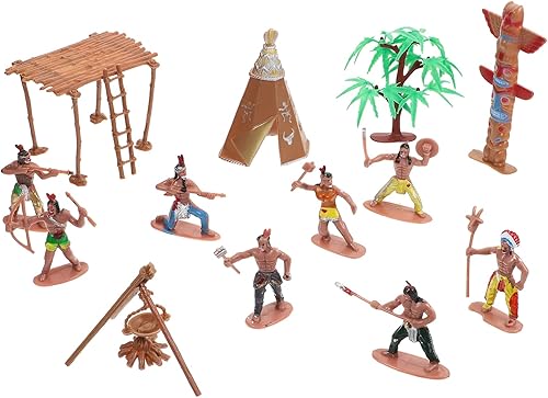 Miniatura 4 de NUOBESTY Juego de figuras de indios de plástico, figuras de acción de indios nativos americanos y accesorios para decoración de caja de arena en