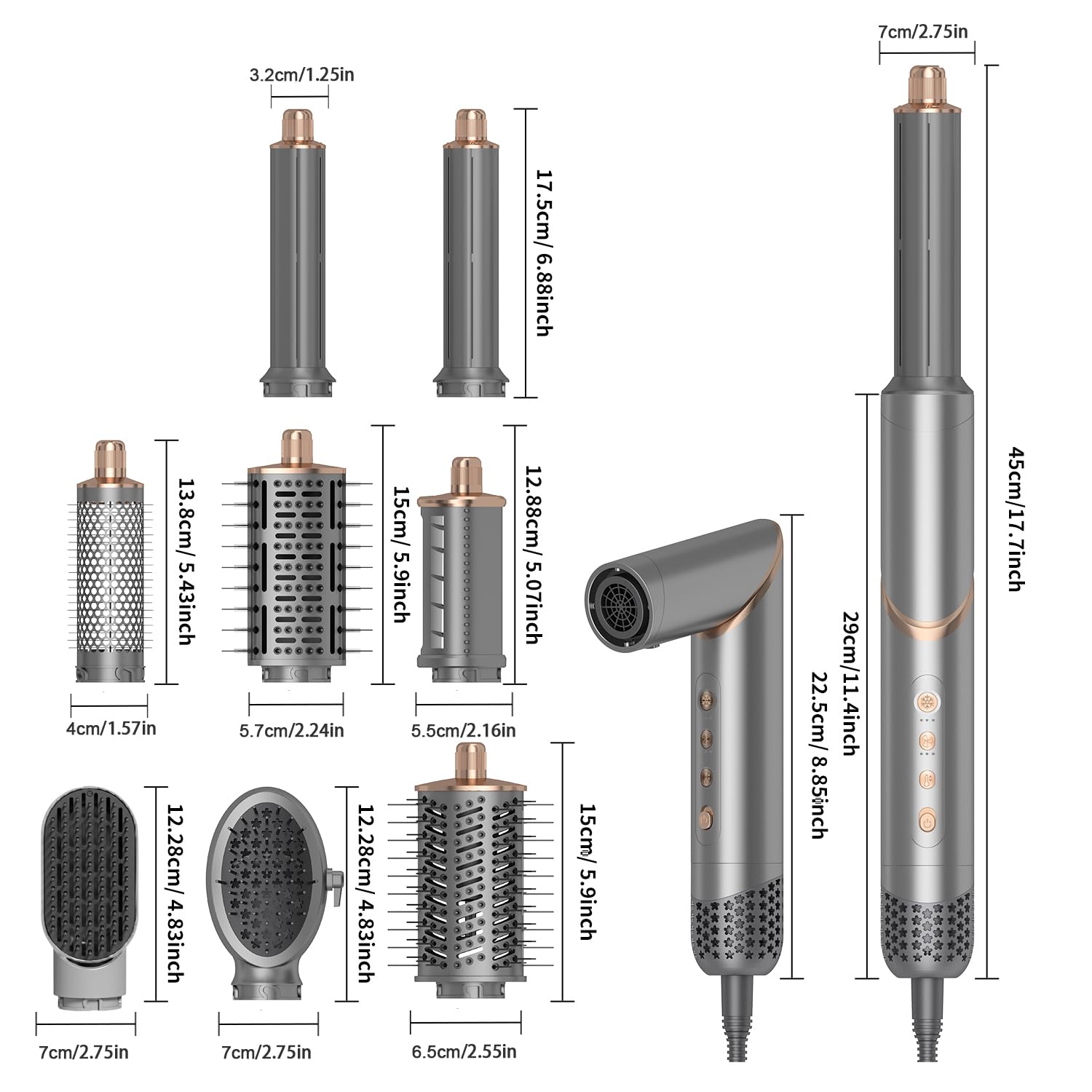 Dryhsip Styler do Włosów 8 w 1,Szczotka do Gorącego，Urządzenie do Stylizacji Włosów,Suszarko-lokówka,Suszarka do Prostowania,Odpowiednia do Wszystkich Długości Włosów Blowout Styles