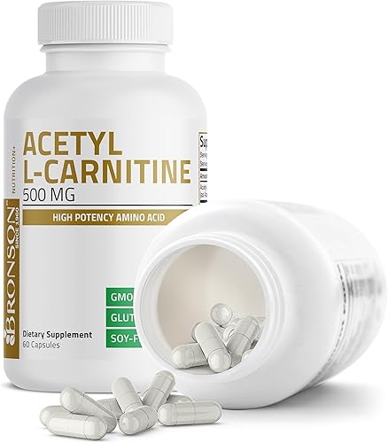 Miniatura 4 de Bronson Acetil L-Carnitina 500 MG Aminoácido de Alta Potencia Sin OGM, 60 Cápsulas