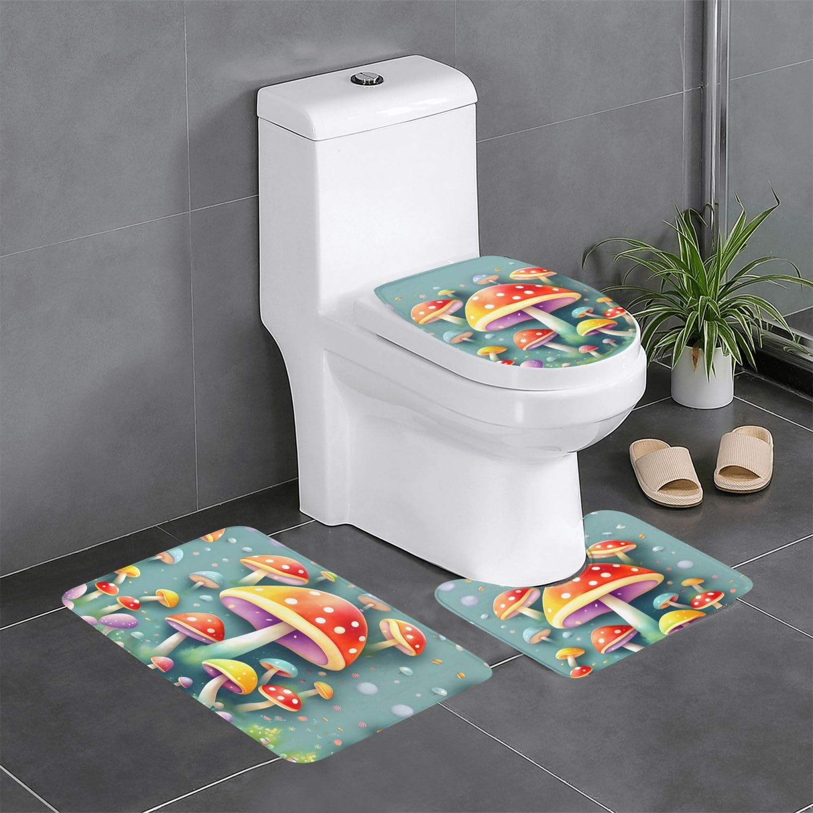 Tapis de bain champignons ultra absorbants et sols sécurisés