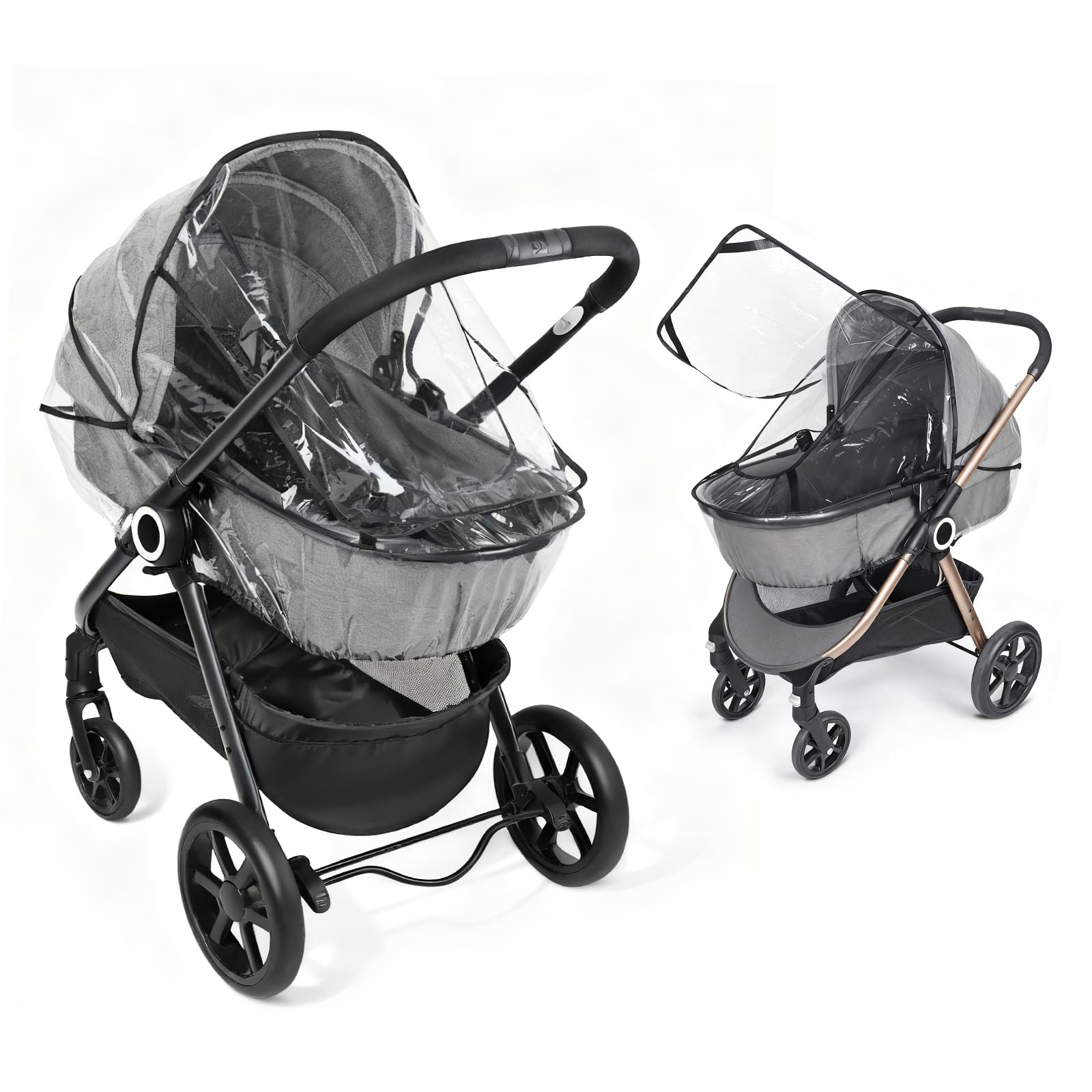 Regenschutz Kinderwagen, Universal Kinderwagen Regenschutz, Großem Fenster für Schnellen Zugang, Atmungsaktiv Regenverdeck Buggy mit Lebensmittelechtes EVA, Schnelle Installation, Transparent