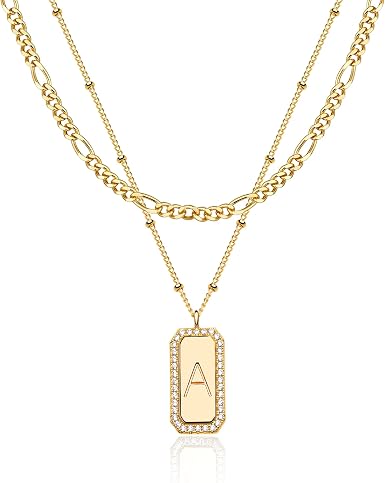 Fettero Gold Layered Initial Necklaces 