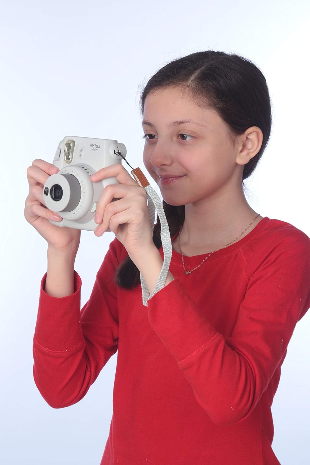 Free Shipping Offer Fujifilm Instax Mini 9 Instant Film Camera + 20 Sheets of Instant Film + Lens Cleaning Cloth + Close-Up Selfie Lens + Wrist Strap | Batteries Included - Smokey-White