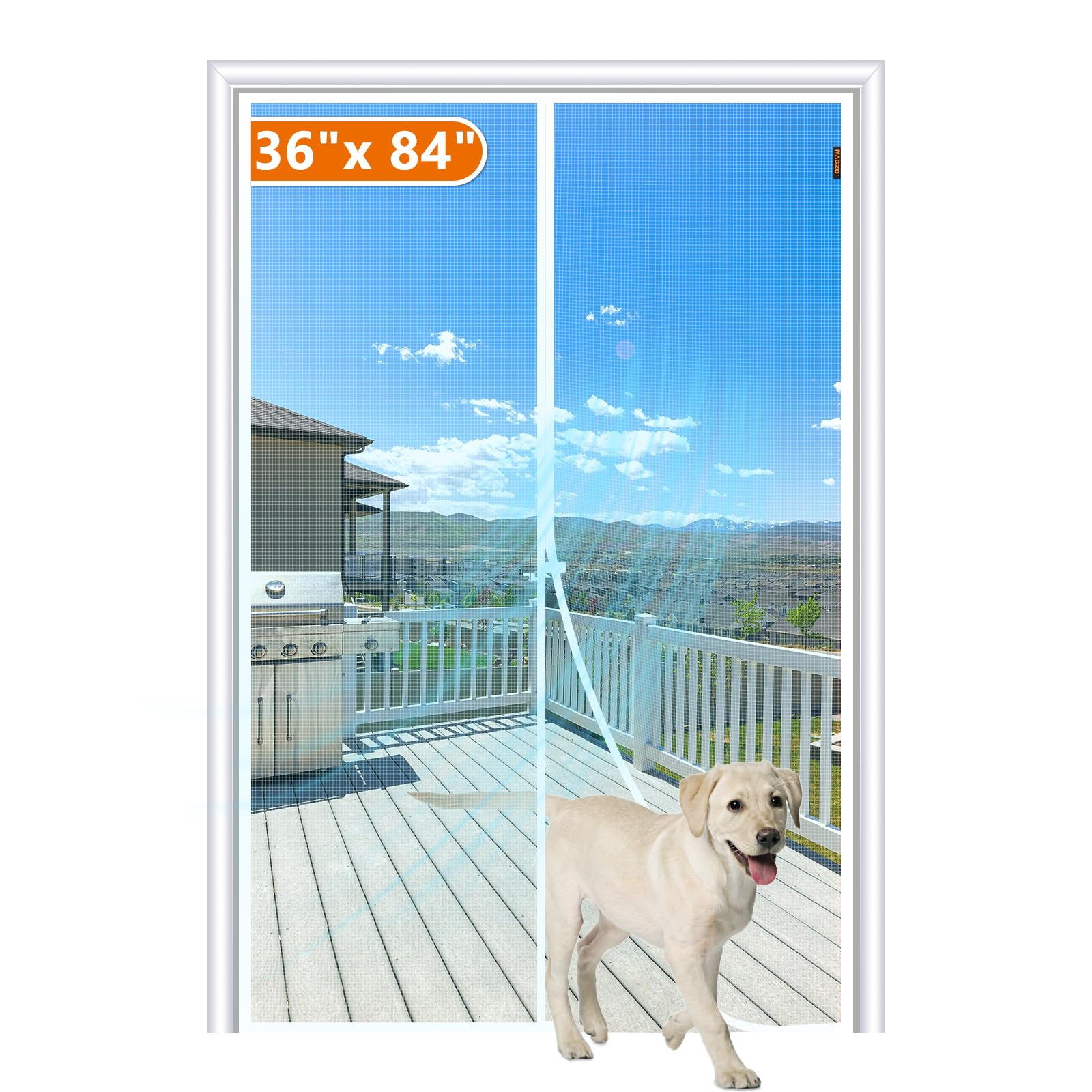 MAGZO Magnet Screen Door Fit Door Size 36 x 84, Magnetic Mesh with