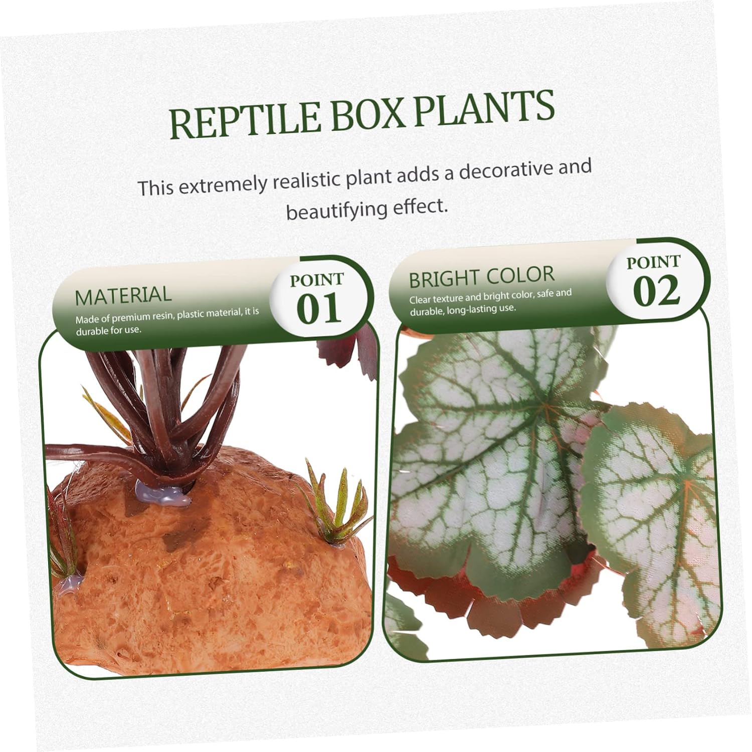 Housoutil 3pcs Reptile Hide Plant Decor Simulated Terrarium Plant for Reptile Tanks Easy to Install Faux Foliage for Turtles Lizards Amphibians Adds Natural Touch to Your Aquarium