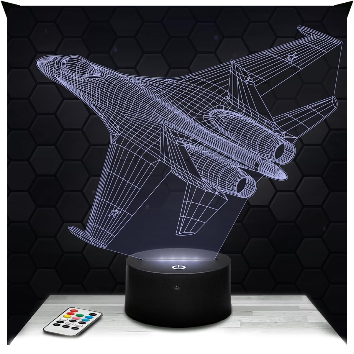 Lampephoto.fr - 3D Airplane Lamp, Aircraft, Touch LED Night Light, 3D Hologram Effect, Christmas Birthday Gift Idea for Men and Women, Bedroom Decoration Object
