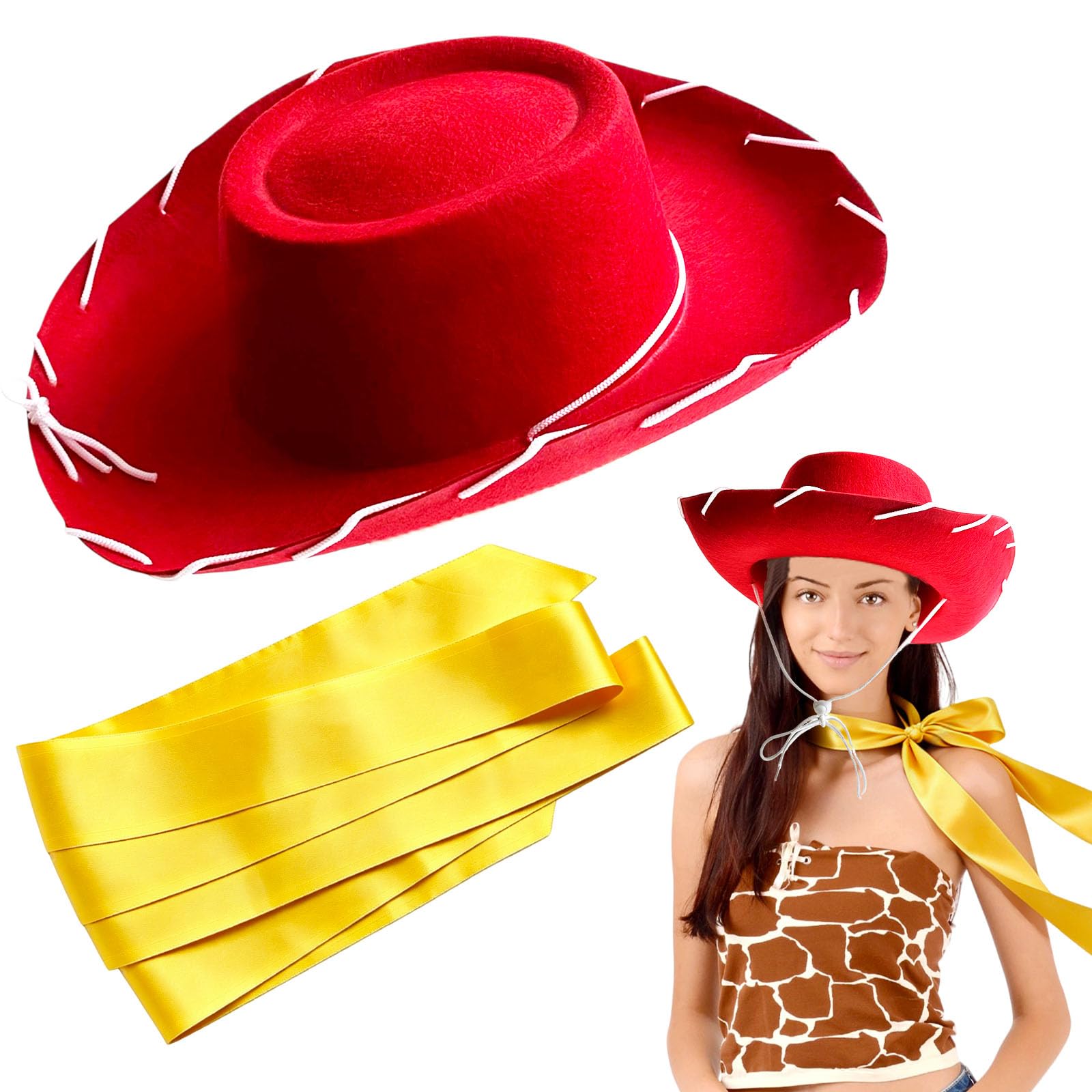 Eerrhhaq Cowgirl Hat Set,Western Cowboy Hats and Hair Scarf for Men Women