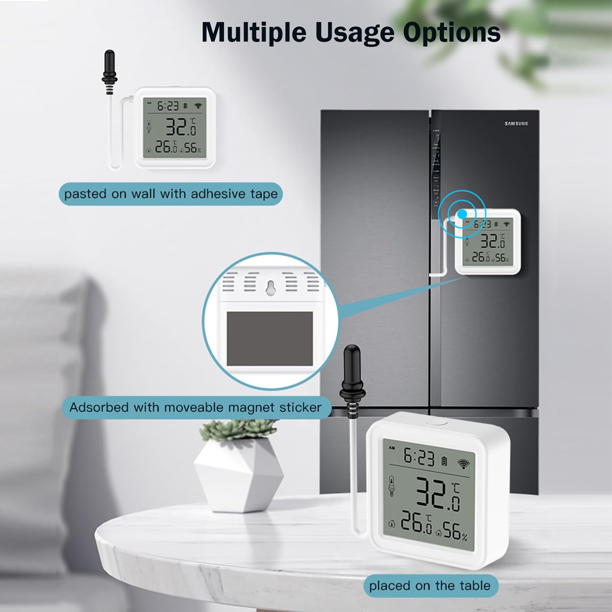 Sensore di temperatura e umidità wireless per interni ed esterni con sonda esterna (versione indipendente con sonda esterna)