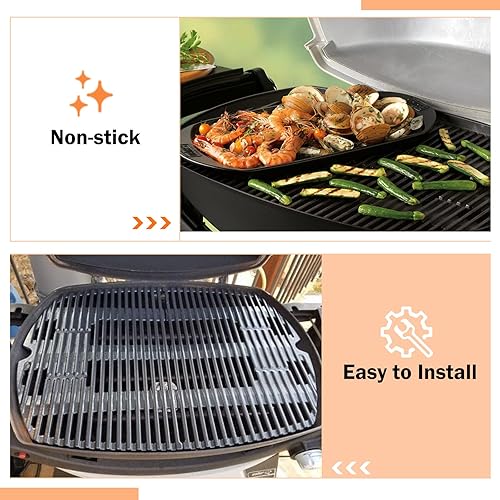 Miniatura 12 de Criditpid 7644 7582 Rejillas de cocción para Weber Q100, Q1000, Q120, Q1200, Q140, Q1400, piezas de repuesto de rejilla de hierro fundido para Weber