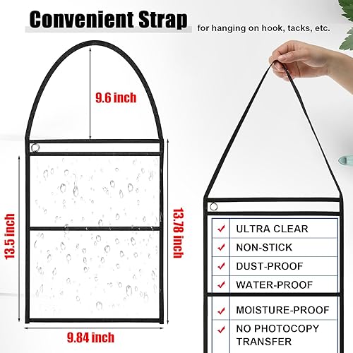 Miniatura 2 de Epakh Paquete de 30 bolsillos para pedidos de trabajo, para boletos de trabajo de 9 x 12 pulgadas, funda colgante de borrado en seco, bolsillos de