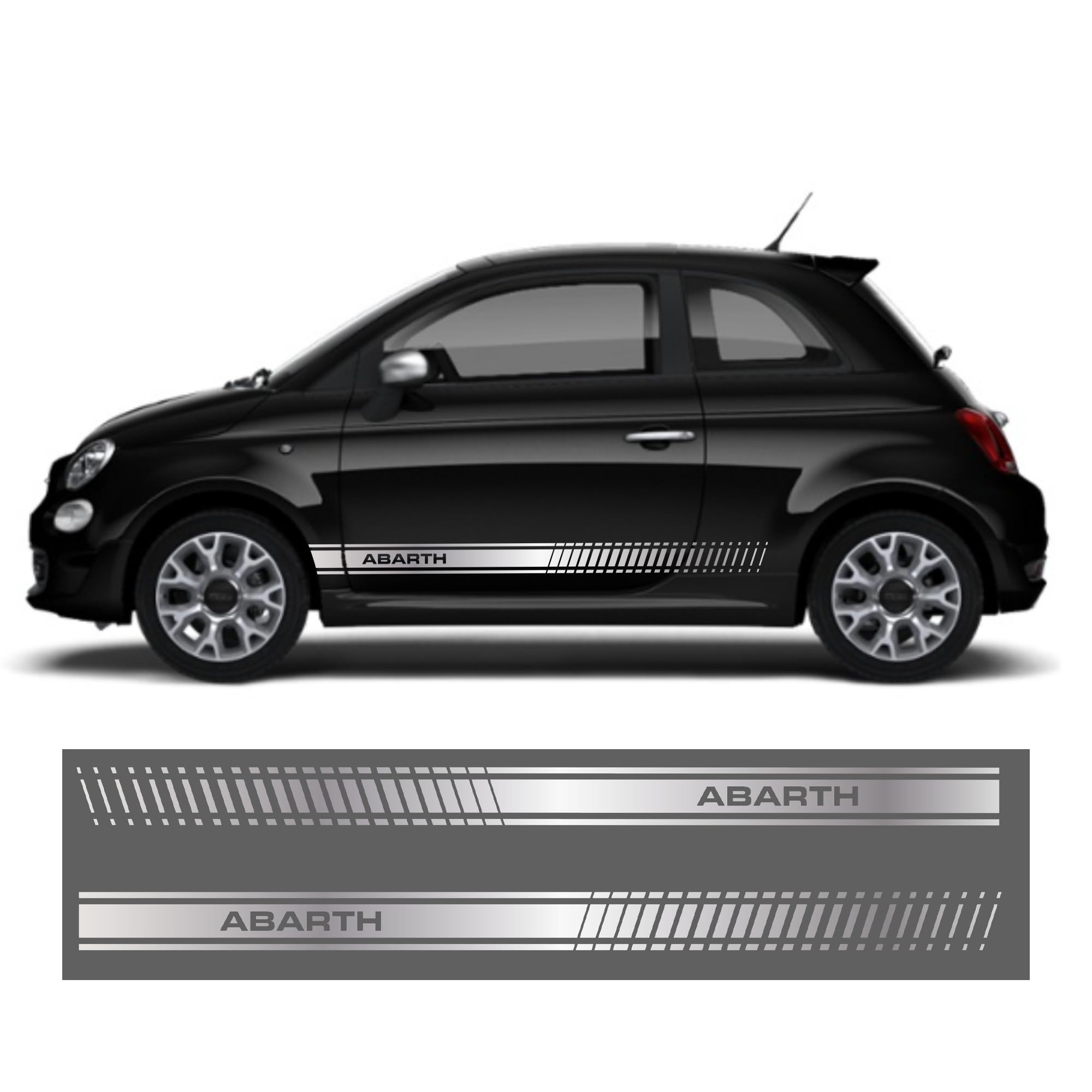 Adesivi Decorativi Per Fiat Abarth 500/595 - Strisce Laterali In Vinile Nero - Foto 13