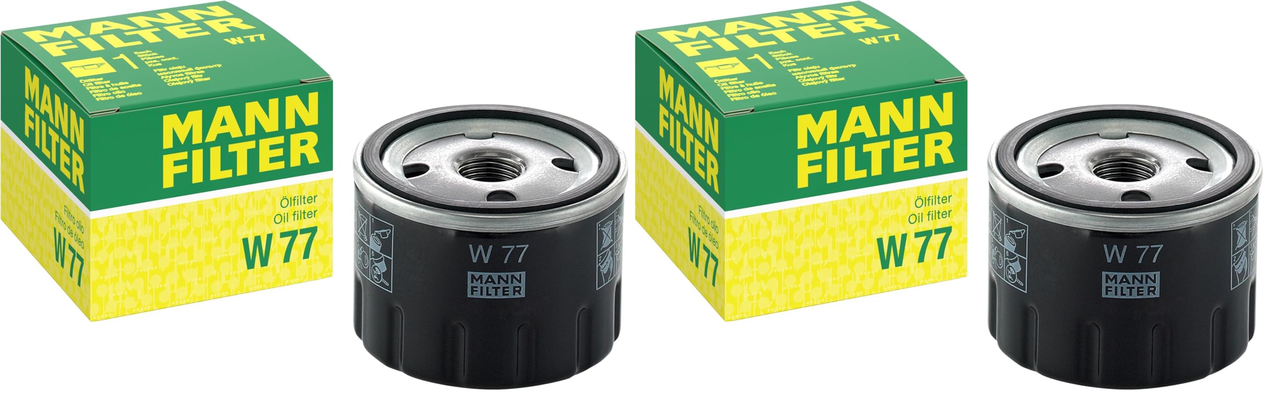 MANN-FILTER W 77 Ölfilter – Für PKW und Nutzfahrzeuge (Packung mit 2)