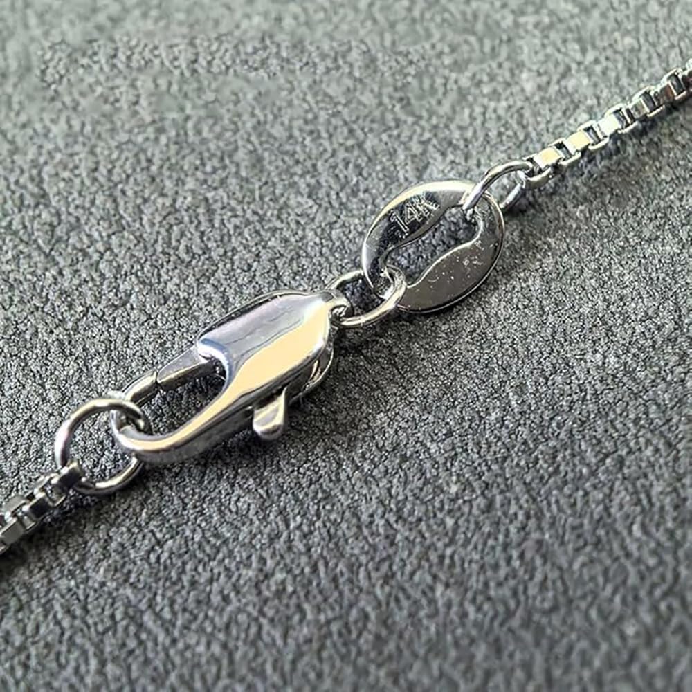 14K Yellow/White/Rose Gold Solid Box Link Chain 0.7/1.0/1.3 / 2mm Necklace with Lobster Claw Clasp, Jewelry Gift for Women or Men - Image 2