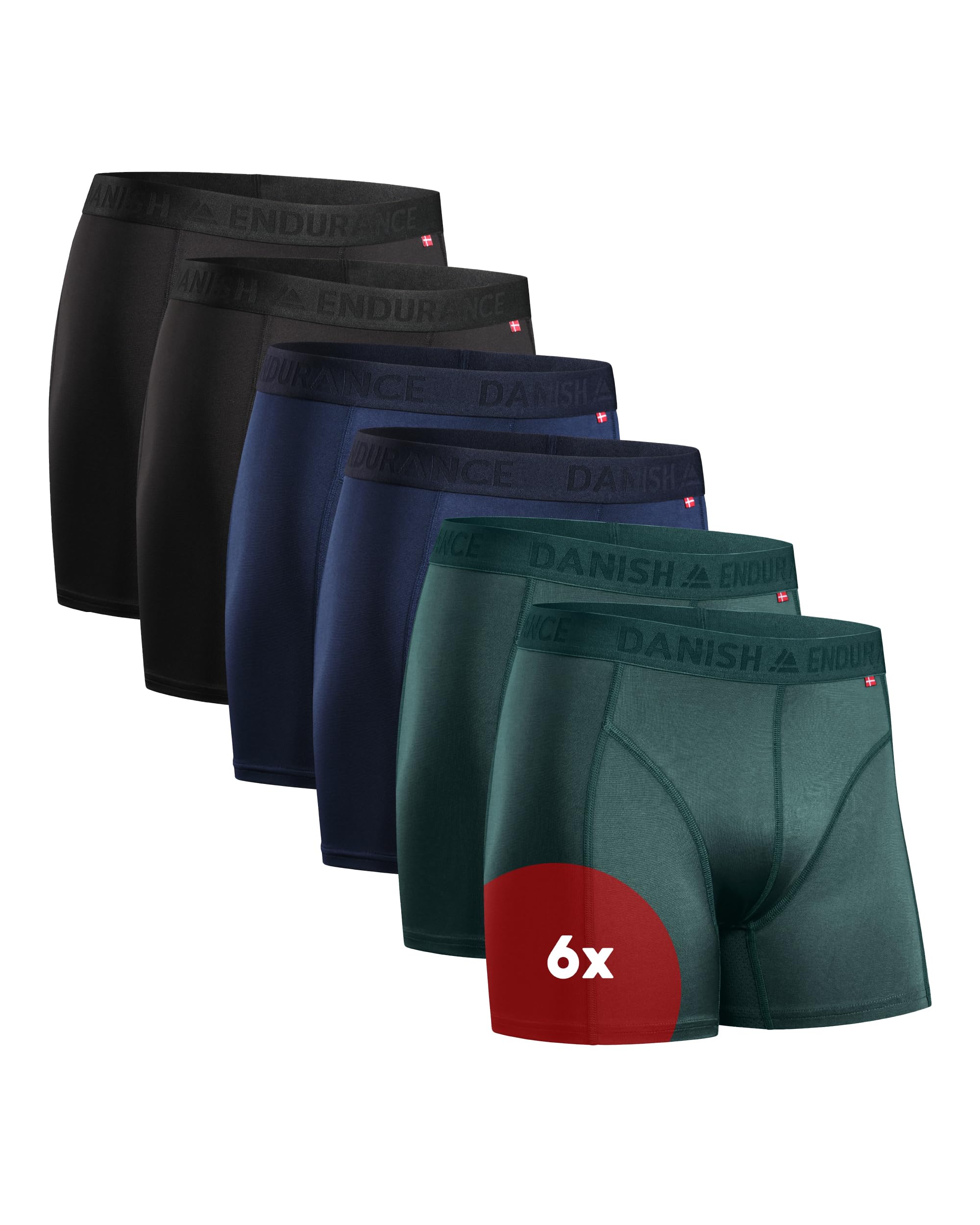 DANISH ENDURANCE Boxer Uomo Sportivi, Mutande Uomo Aderenti in Microfibra, Elasticizzato, Briefs per Sport da Uomo, 6 Paia