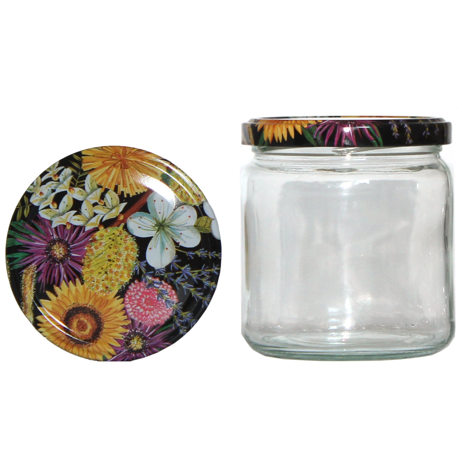 60 x Rundglas 400ml 500g mit 82er Twist-Off Deckel Blüte