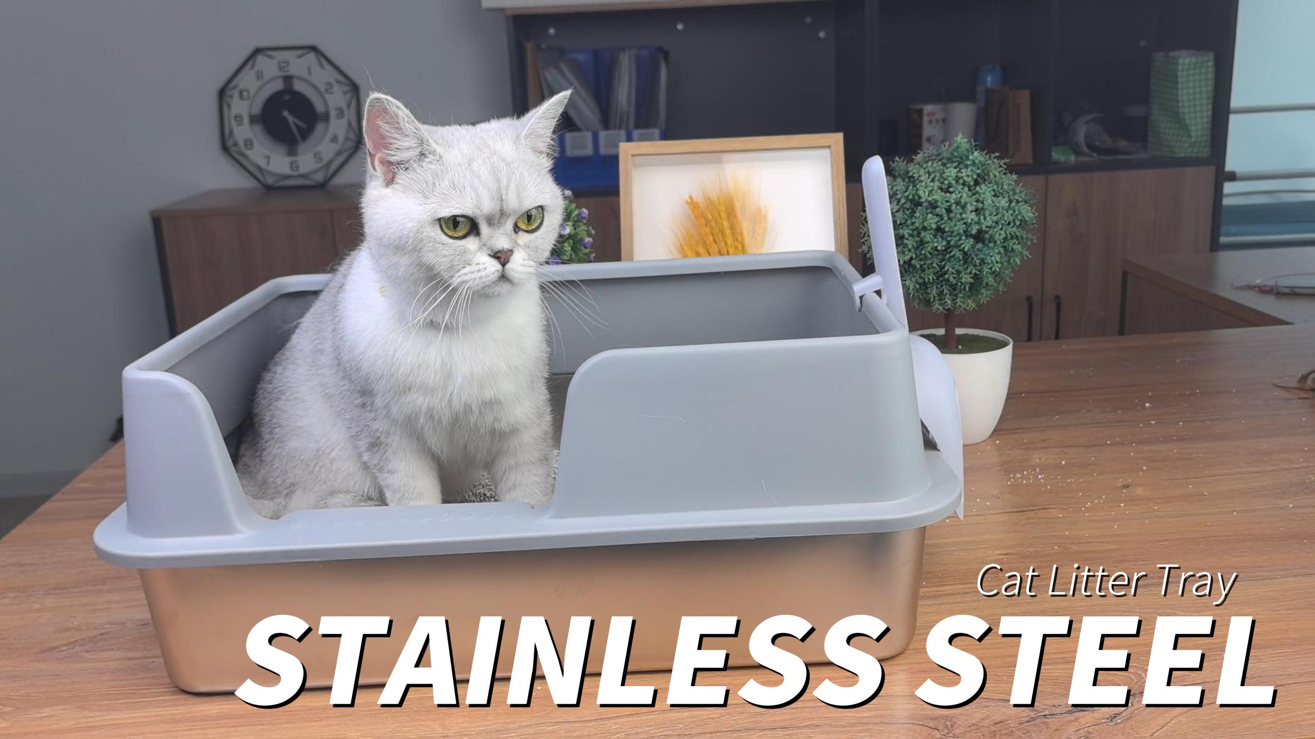 Stainless Steel Cat Litter Box With Lid – XL Size, High Sides, Anti-Leak & Easy Clean (Includes Scoop) - View #11