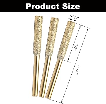 6 Pack 5/32 Inch Diamond Chainsaw Sharpener, Gold Burr Grinding Stone File, Chainsaw Sharpener for High Hardness Sharpening