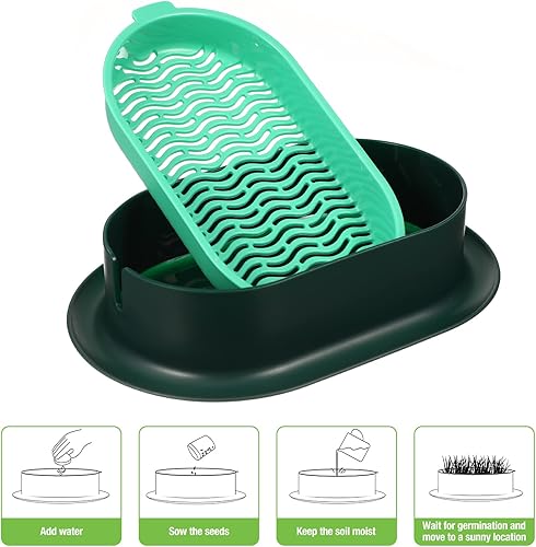 Miniatura 3 de Cabilock Kit de cultivo de hierba para gatos, kit de jardín de ventana, caja de hierba hidropónica para gatos, bandeja para brotes de hierba de