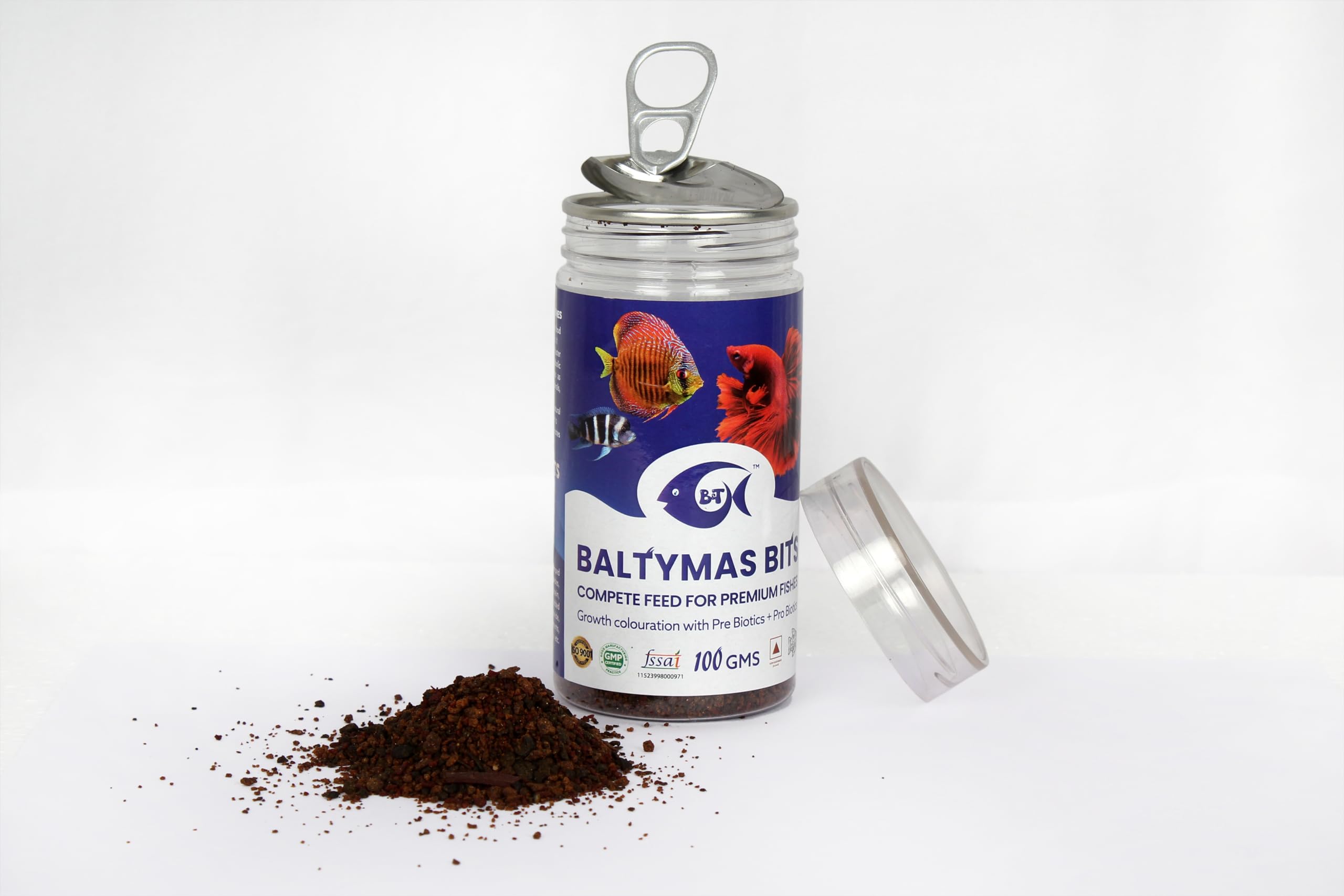 BUBBLES N TROUBLES Baltymas Bits Food for All Carnivorous and omnivorous Fishes (100 GMS) New & Improved, All Life Stages, Pellet 3