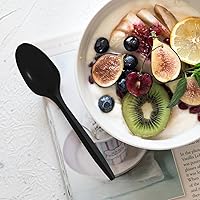 Vista 5 de 50 paquetes de cubiertos de plástico, juego de cuchillo, tenedor, cuchara, servilleta y paquetes de sal y pimienta, cubiertos de plástico negro