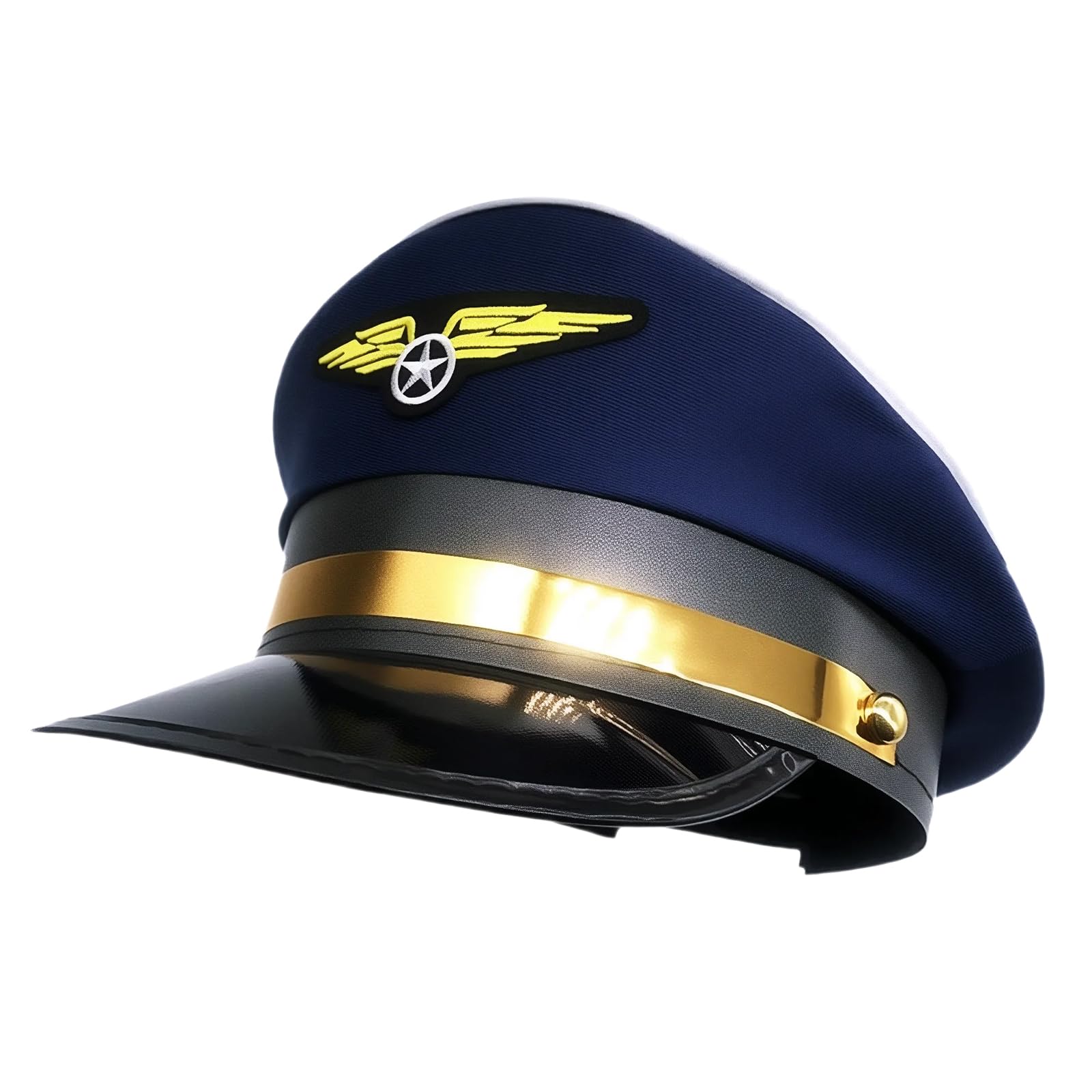 DVOFU Pilot Hat Pilot Cap Dark Blue with Gold Trim Airline Airplane Captain Hat Halloween Costume Cap for Halloween Cosplay Party