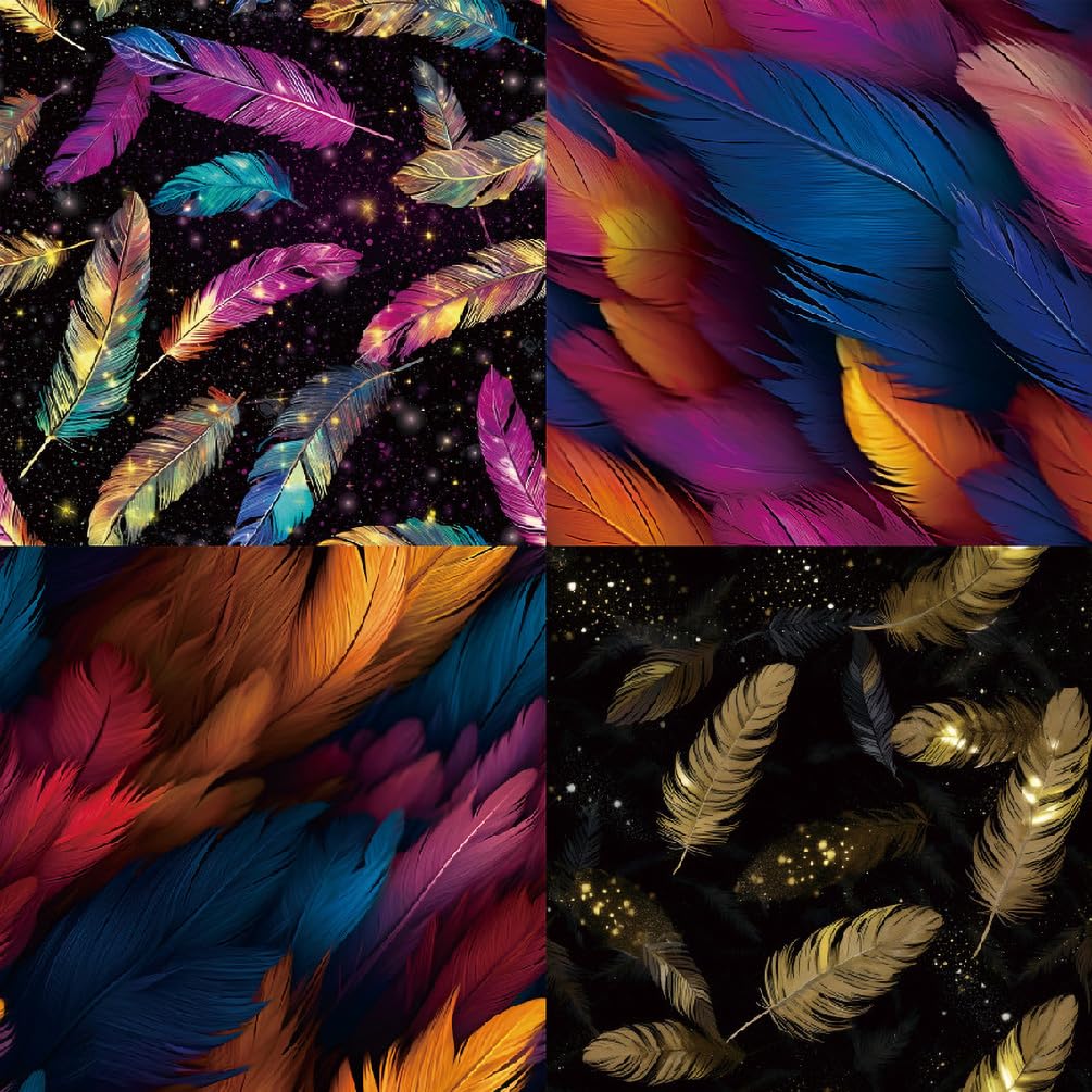 Papel para álbumes de recortes, Papel de 6" x 6", 24 hojas, cartulina de una sola cara, 12 diseños, papel decorativo for manualidades for hacer tarjetas de fondo de álbumes de fotos(Feather 48 Sheets)