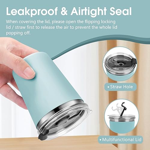 Miniatura 10 de Vasos para niños con tapas y pajitas, vasos de 12 onzas a prueba de derrames, de acero inoxidable para bebé, vasos para niños con pajitas y tapas,