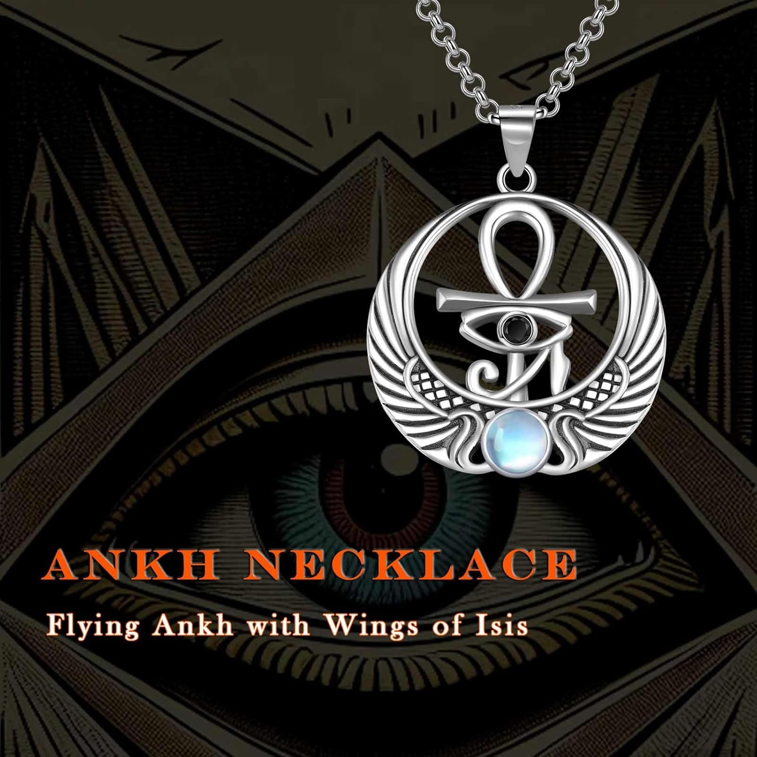 Ankh Necklace 925 Sterling Silver Eye of Horus Necklace Egyptian Ankh Cross Pendant for Men Women Egyptian Amulet Jewelry Gifts - Image 6
