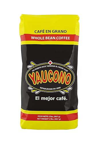 Yaucono Café en grano entero en bolsa 2 libras paquete de 1