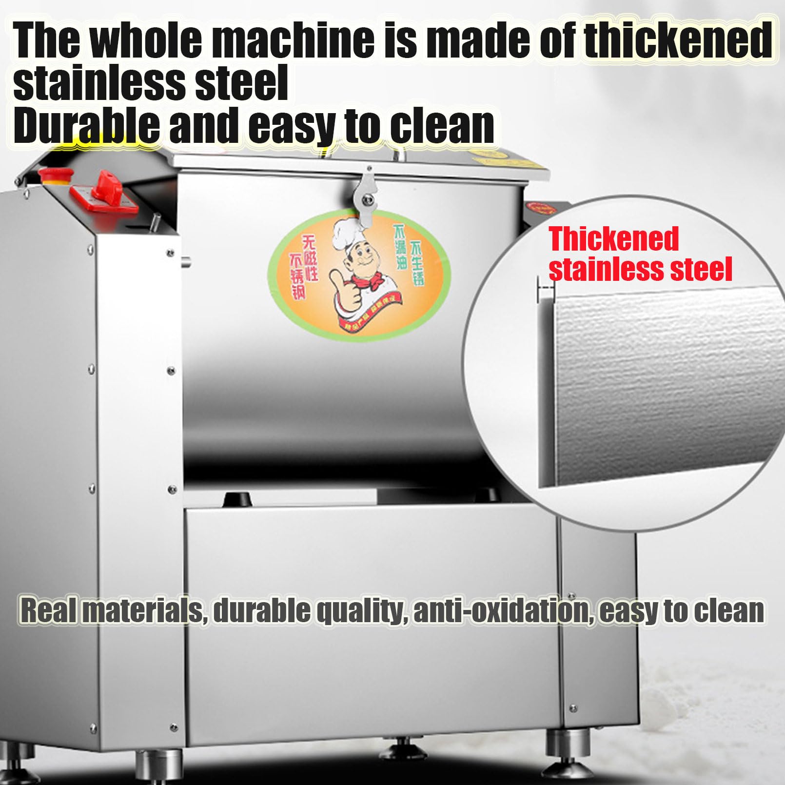 Impastatrice per Impasto in Acciaio Inox, impastatrice Commerciale, impastatrice in Acciaio Inox da 1100/1500 W, impastatrice a 90°, utilizzata in panetterie, ristoranti, pizzerie, 5 kg