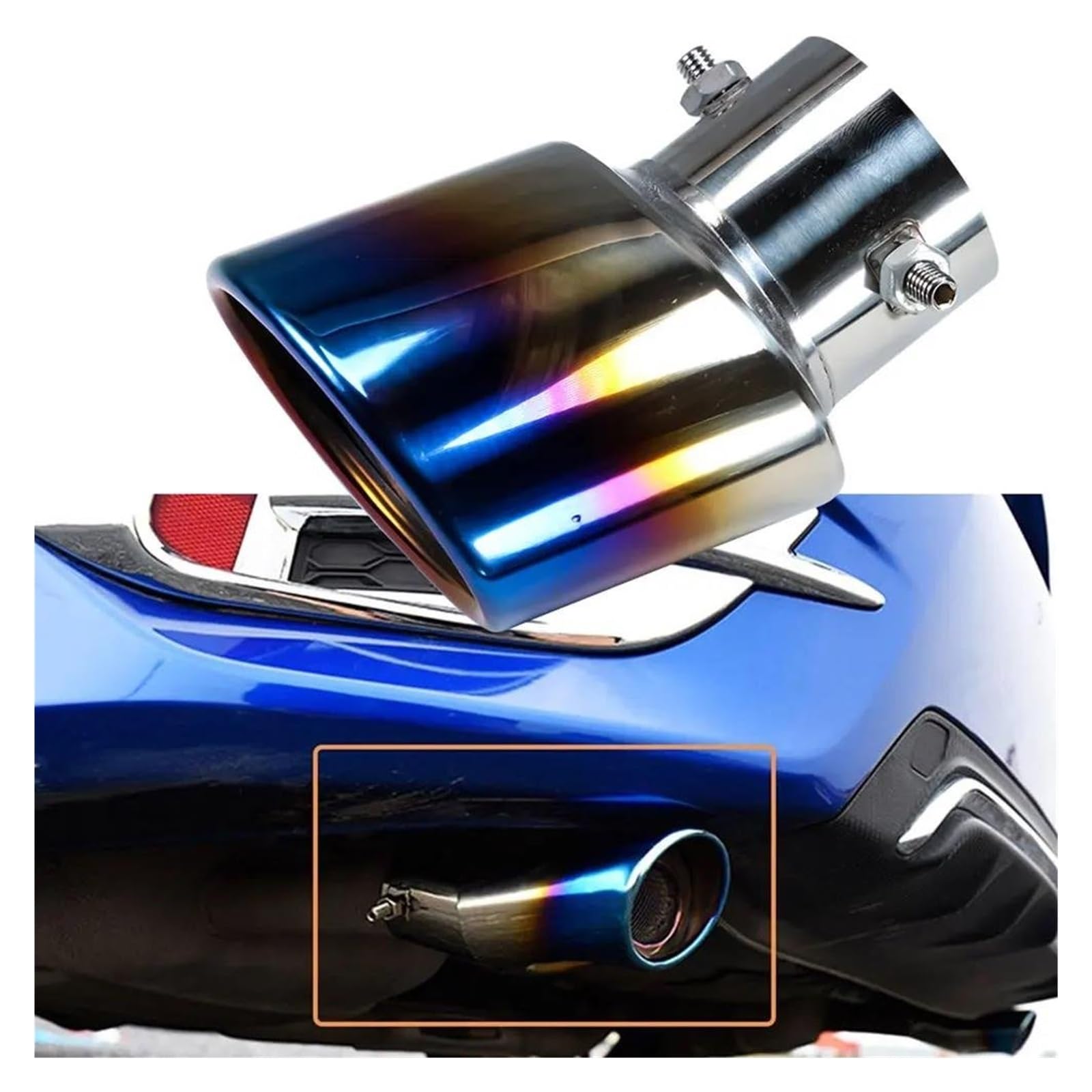 Tubo Flexible Escape Punta Escape Coche Acero Inoxidable 2,5 "63 Mm Tubo Escape Coche Universal Modificación Tubo Cola Garganta Puntas Escape Cromadas Coche Escape